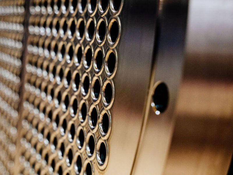 Close up of the end of a Heat Exchanger