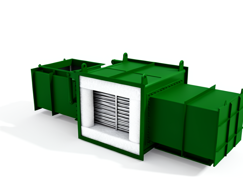 3D model of a high temperature gas to gas cross flow heat exchanger for stack gas heat recovery