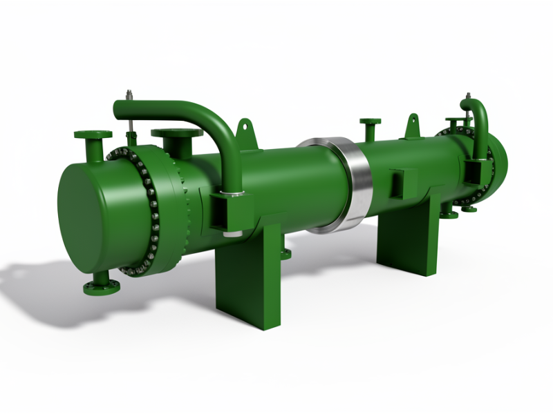 3D model of a BEM Shell and Tube Heat Exchangers with removable headers on davits and an expansion bellows