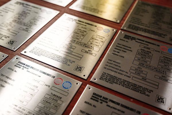 Close up of name plates
